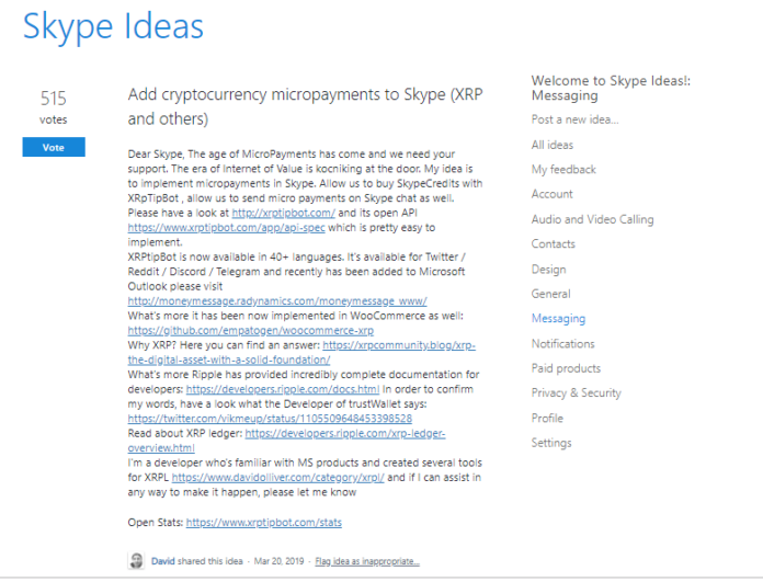 XRP Community Demands Skype to implement XRP Micro-payments