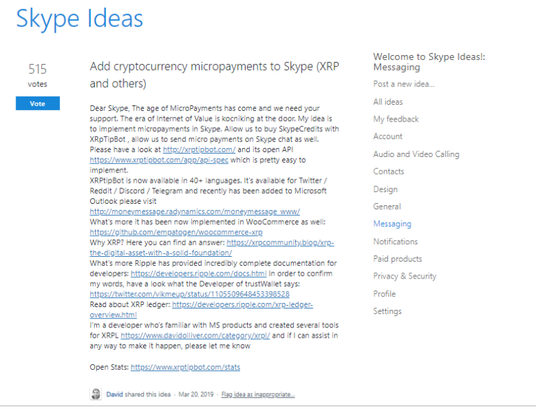 XRP Community Demands Skype to implement XRP Micro-payments