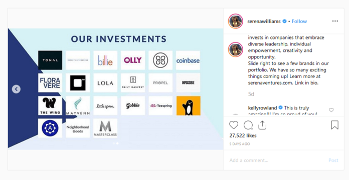 Serena Williams Works Crypto Savvy into Venture Fund, Backs Coinbase