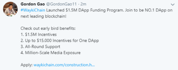 WaykiChain (WICC) News: $1.5 Million DApp Funding Program has been Launched for Global Developers WaykiChain (WICC) News: $1.5 Million DApp Funding Program has been Launched for Global Developers