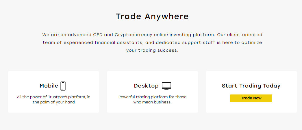trade crypto with Trustpac