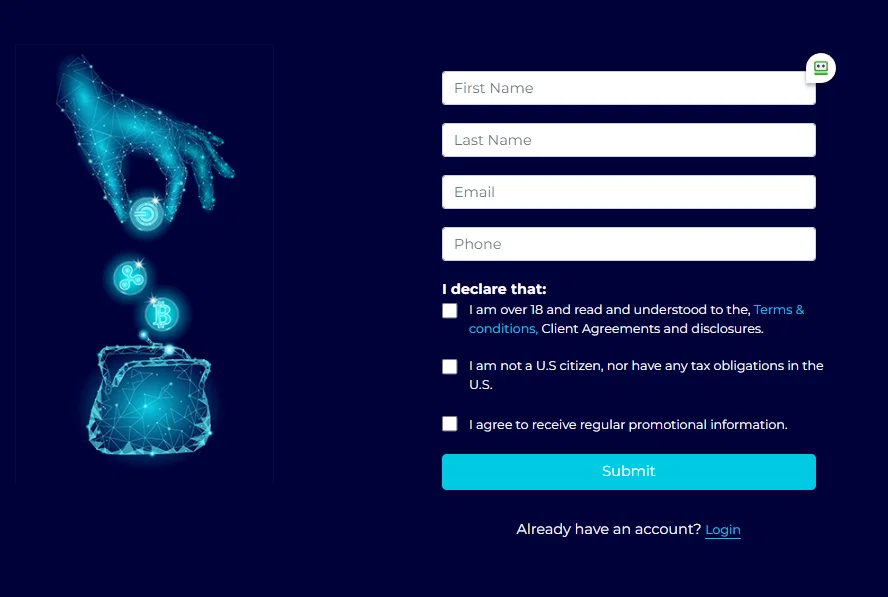 register an account with Dripcoin