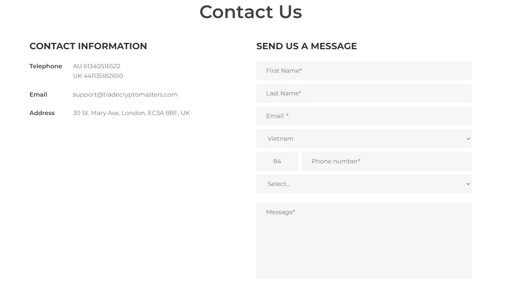 TradeCryptoMasters Customer Support