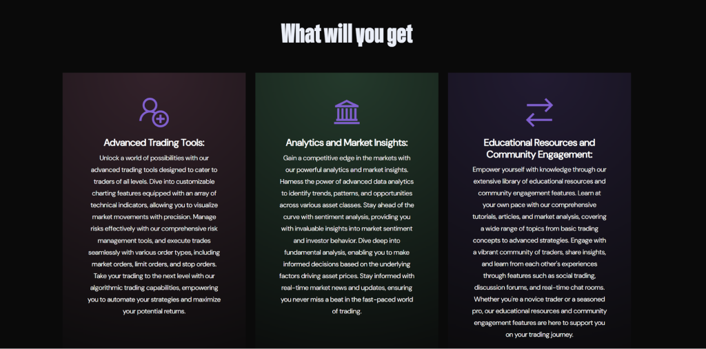 WealthW-Group trading tools, analytics, and education features interface
