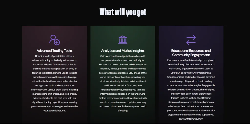 WealthW-Group trading tools, analytics, and education features interface
